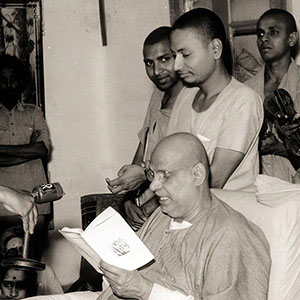 Recording Session (onto audio tape) at the Ashram - recording Swami Sivananda reading from his many books on yoga.